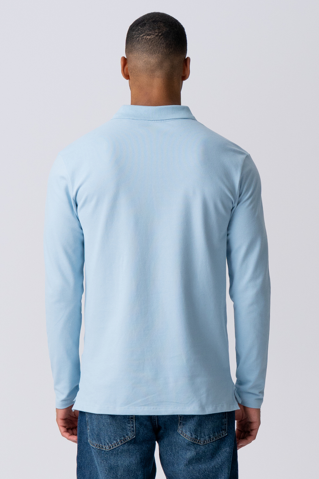 Muscle Langærmet Polo Shirt - Lyseblå