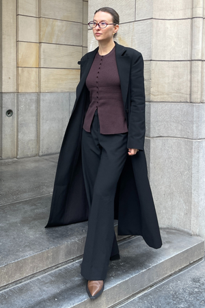 Ukino Strikcardigan med Rund Hals - Chocolate Plum