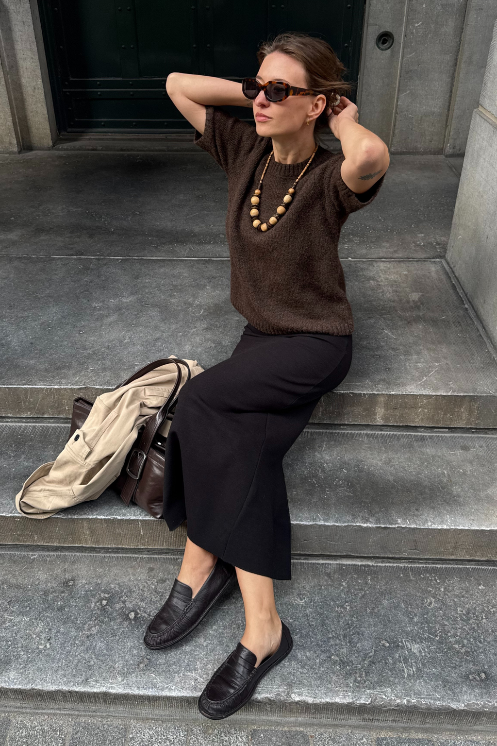 Aggia Kortærmet Strik Pullover - Sælbrun