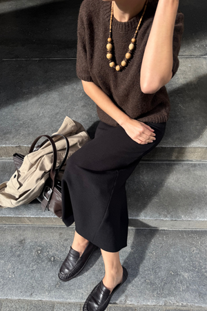 Aggia Kortærmet Strik Pullover - Sælbrun