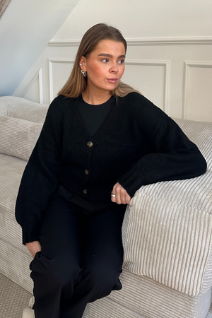 V-Neck Cardigan - Sort