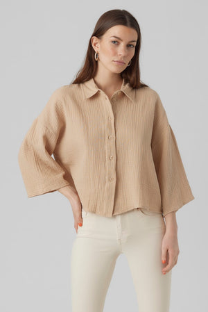 Natali Crop Shirt - Irish Cream