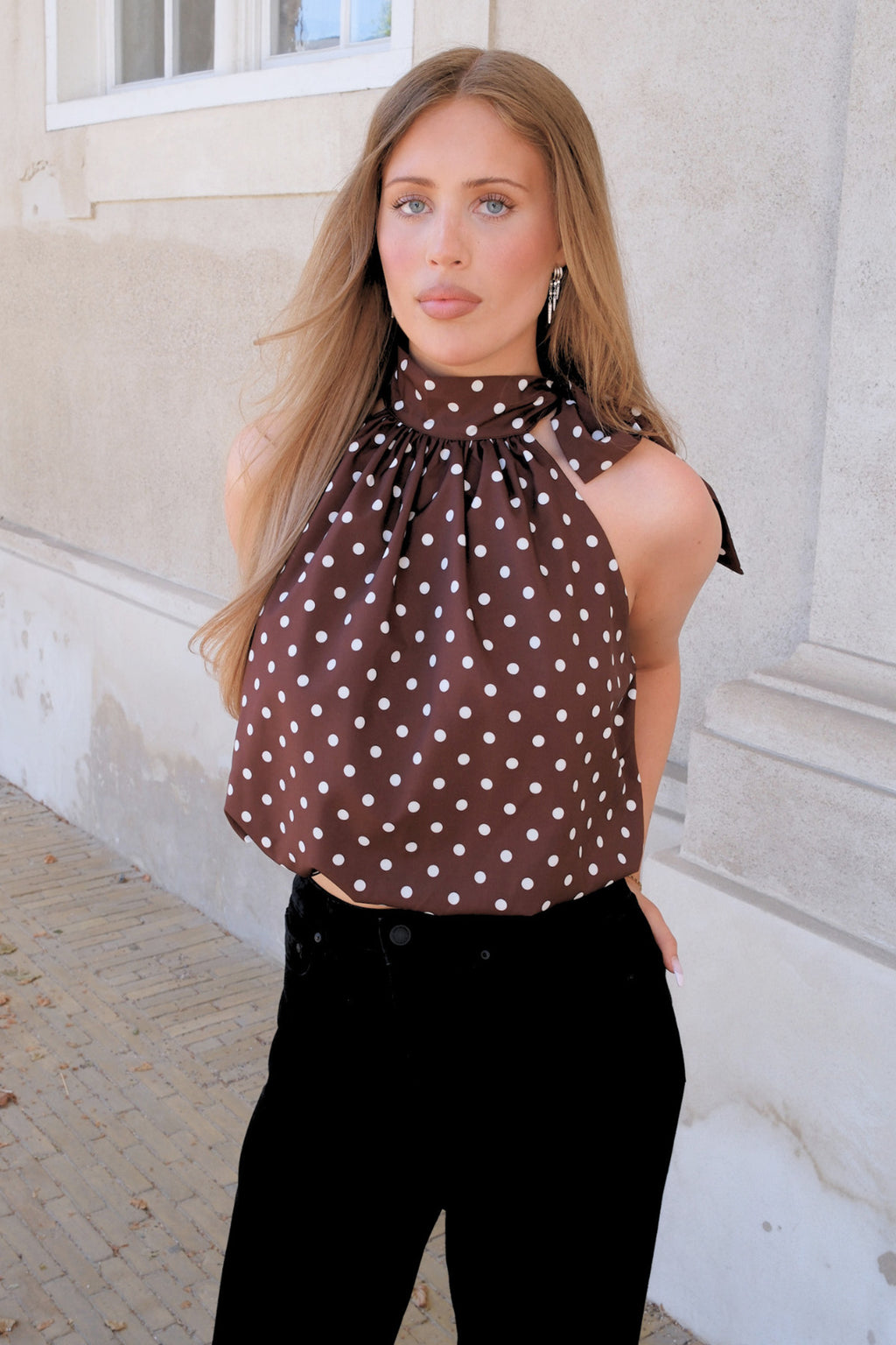 Wilma Top - Brun/Hvid