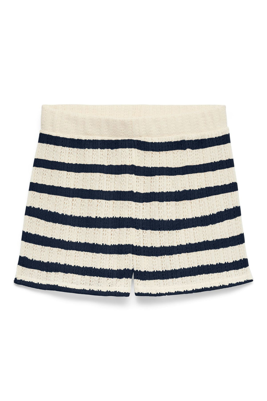 Vero Moda Freja Mid-waist Shorts - Birch Stripes - Navy Blazer