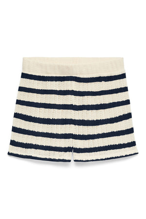 Vero Moda Freja Mid-waist Shorts - Birch Stripes - Navy Blazer
