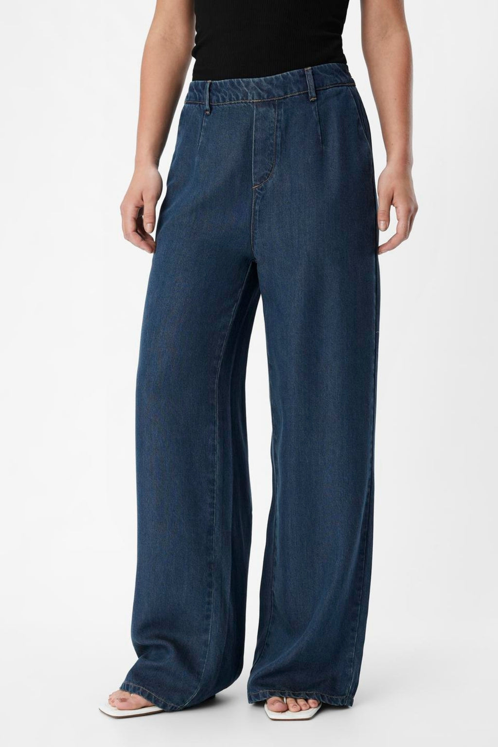 Frame Lisa Wide Pants - Mørkeblå Denim Rinse Wash
