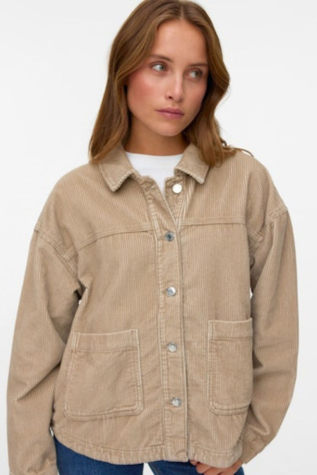 Jamie Corduroy Shacket - Silver Mink