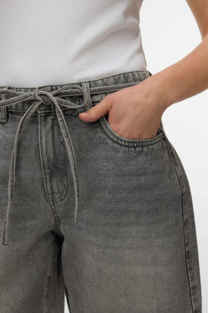 Wien Belt Shorts Mix - Light Grey Denim