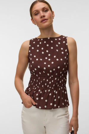 Elisa Smock Top - Chocolate Martini - Snow White Dot