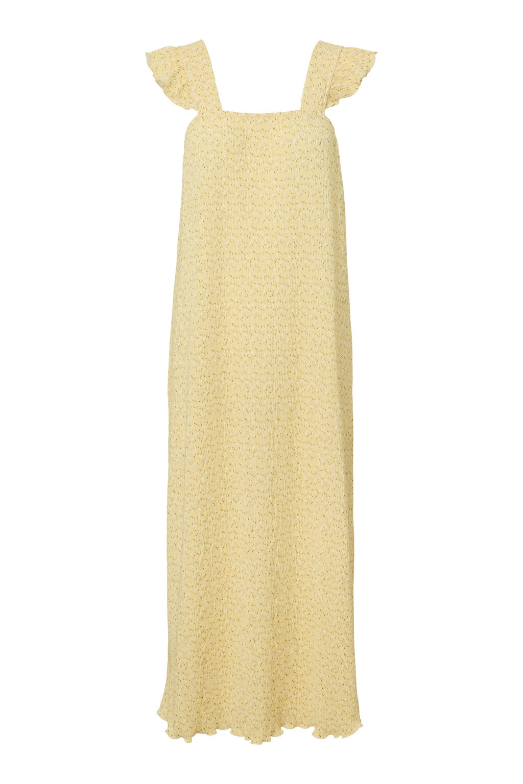 Flora Strop Kjole med Flæser - French Vanilla