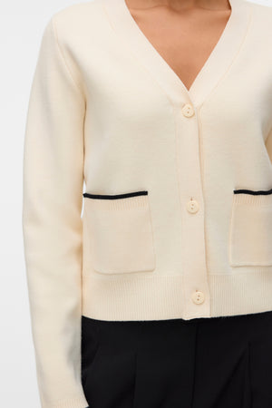 Gold V-hals Kontrast Cardigan - Birch M. Sort