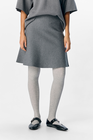 Reynard HW Kort Striknederdel - Medium Grå Melange