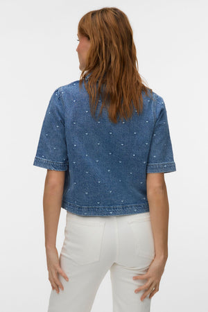 Dionne 2/4 Denim Skjorte - Medium Blue Denim - Heart
