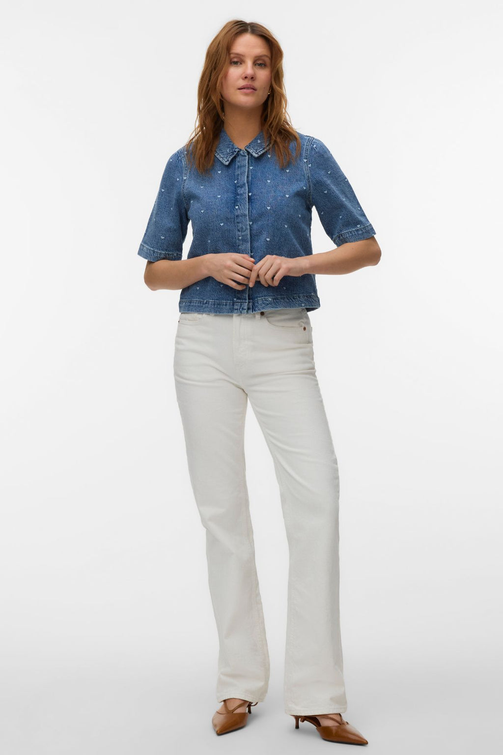 Dionne 2/4 Denim Skjorte - Medium Blue Denim - Heart