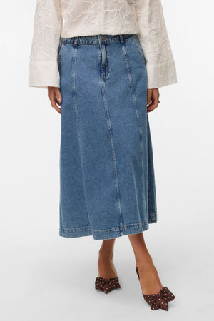 Alaina Denim Nederdel - Medium Blue Denim