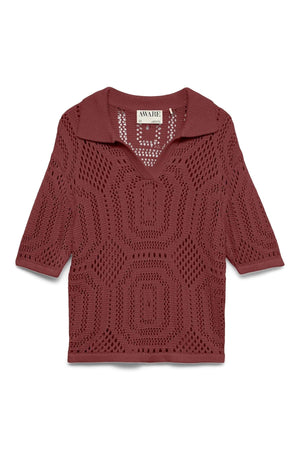 Baylee Polo Crochet - Maroon