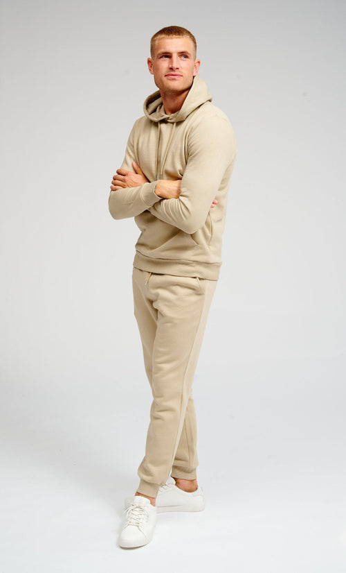 Basic Sweatsuit with Hoodie (Dark Beige) - Package Deal - TeeShoppen Group™ - Sweatsuit - TeeShoppen