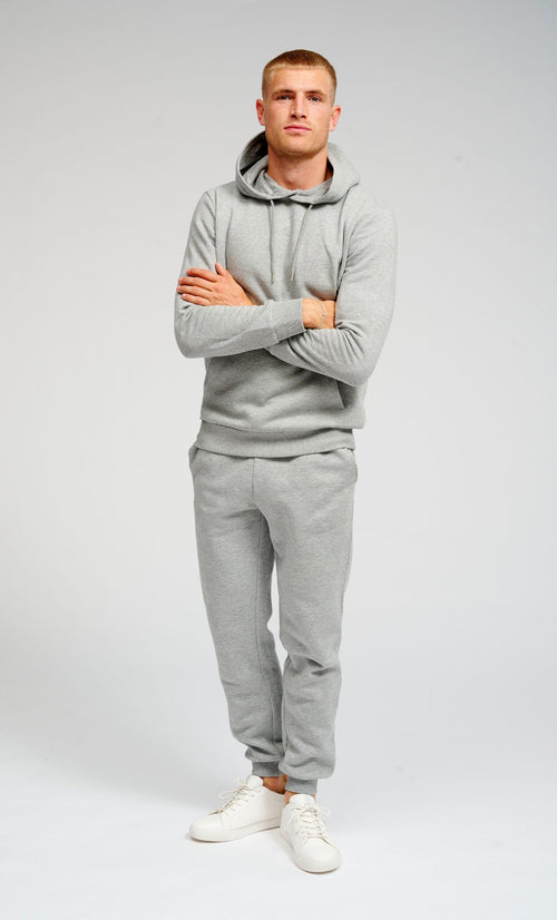 Basic Sweatsuit with Hoodie (Light Grey Melange) - Package Deal - TeeShoppen Group™ - Sweatsuit - TeeShoppen