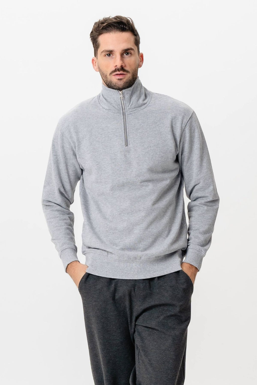 Sweatshirt Half Zip - Grå