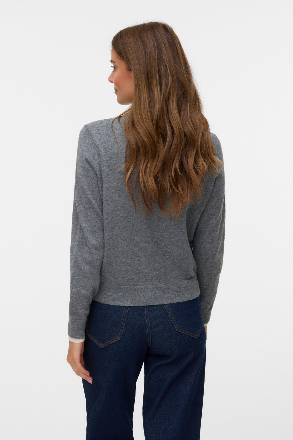 Vidunderlig O-Neck Cardigan - Medium Grey Melange m. Birch