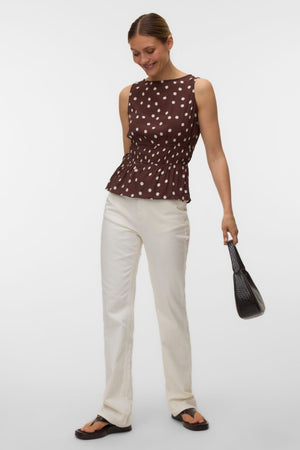 Elisa Smock Top - Chocolate Martini - Snow White Dot