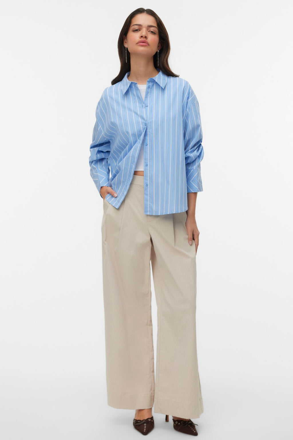 Meng MidWaist Crinkled Wide Pant - Cement