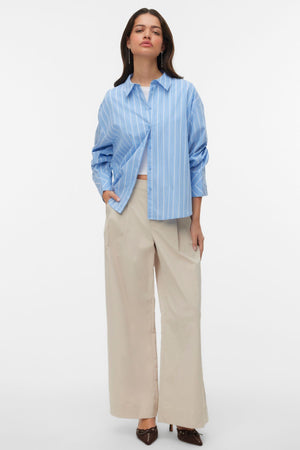 Meng MidWaist Crinkled Wide Pant - Cement
