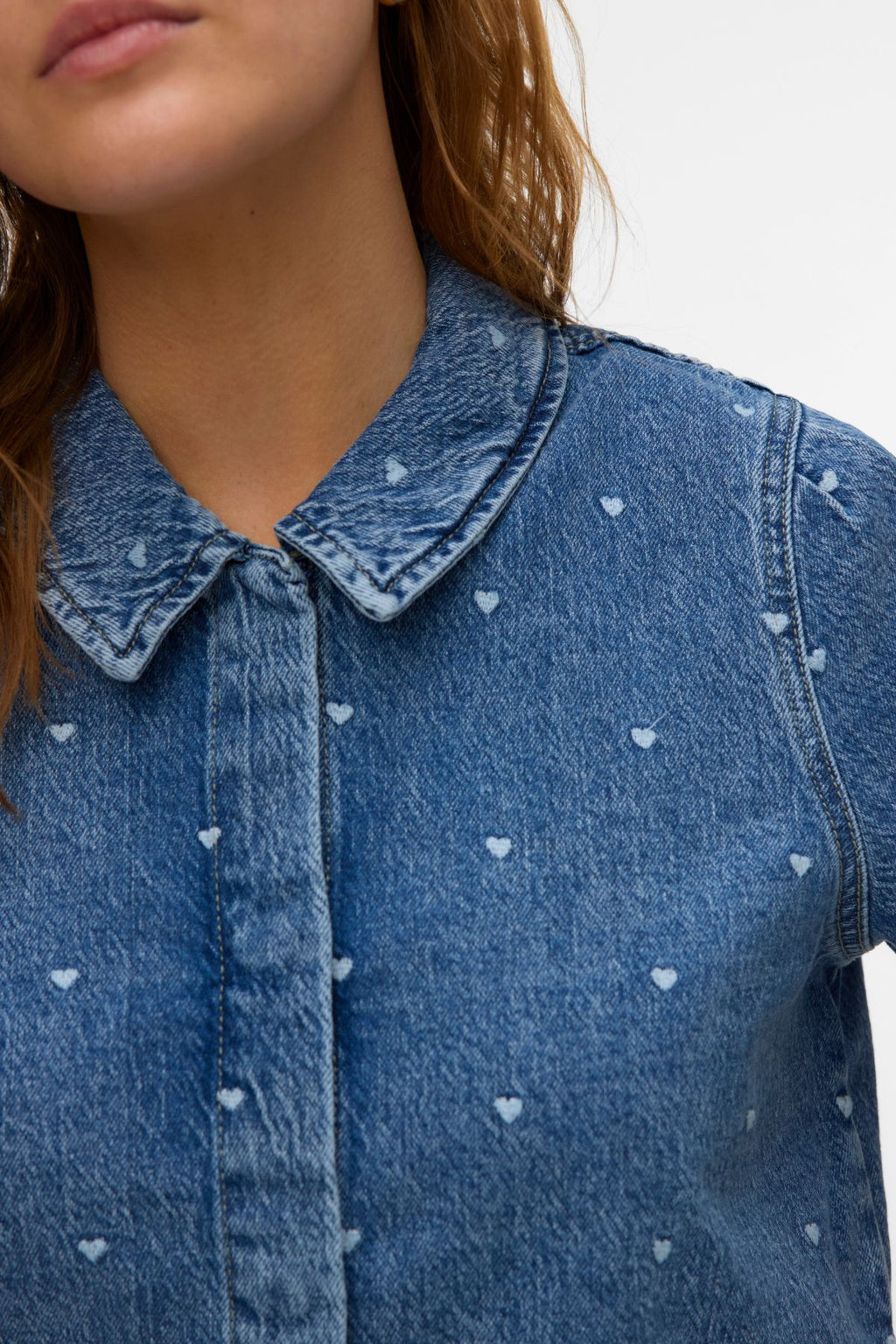 Dionne 2/4 Denim Skjorte - Medium Blue Denim - Heart