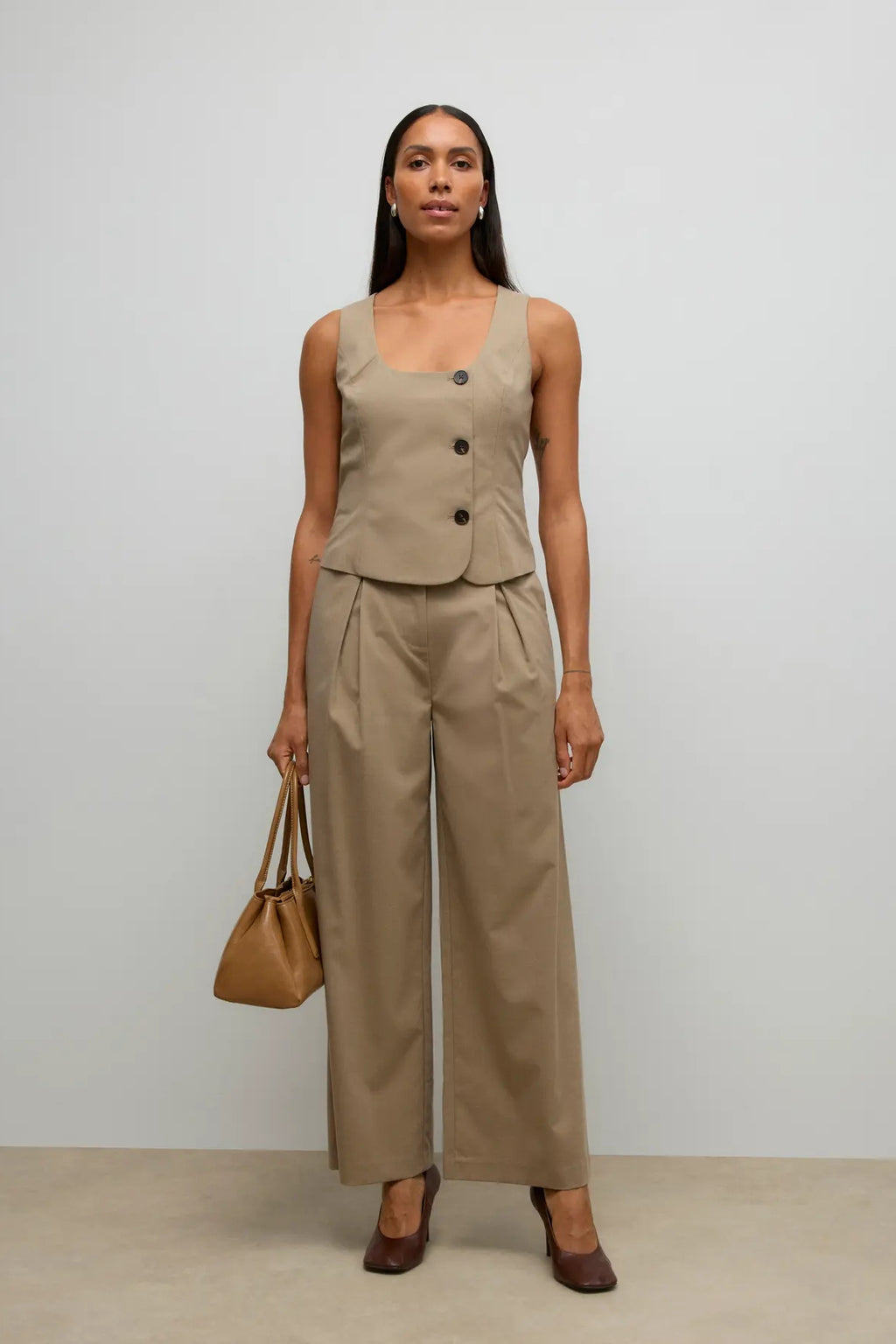 Ayah U-Neck Vest - Dune Melange
