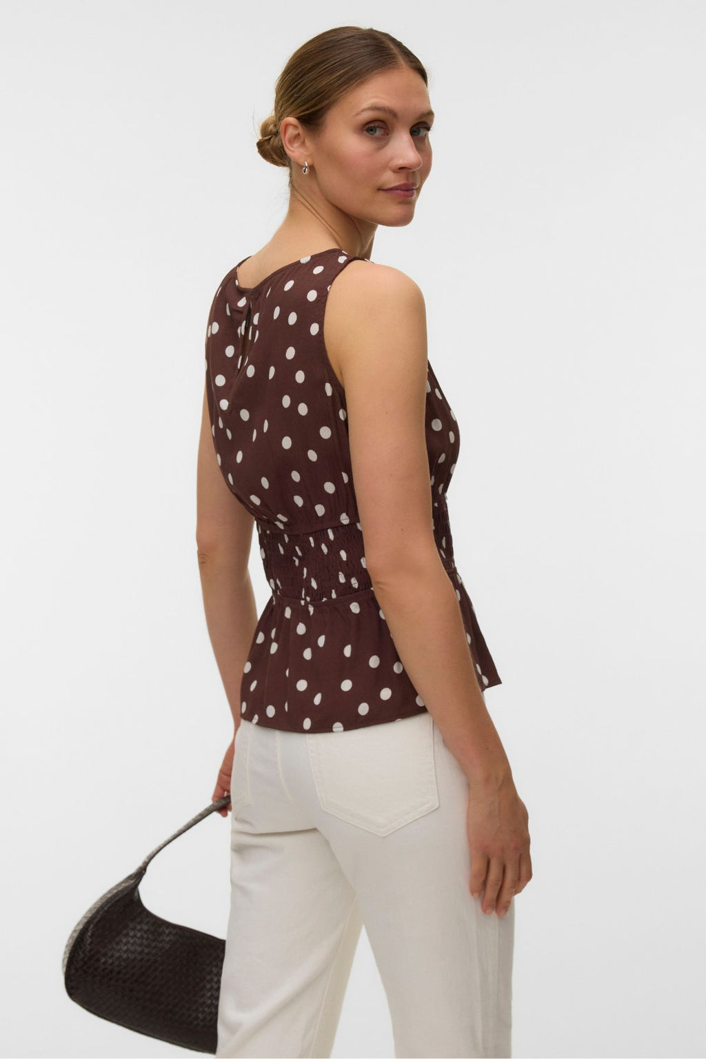 Elisa Smock Top - Chocolate Martini - Snow White Dot