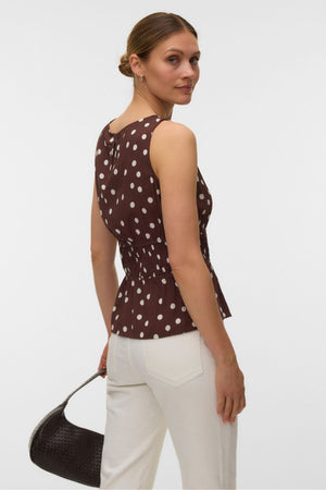Elisa Smock Top - Chocolate Martini - Snow White Dot
