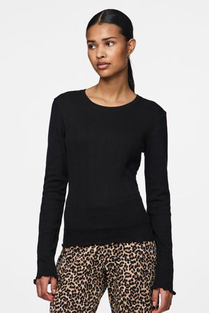 Marie O-Neck Poin Top - Sort