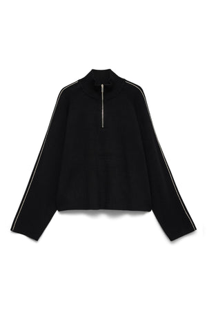 Saba Highneck Zipper Pullover - Sort