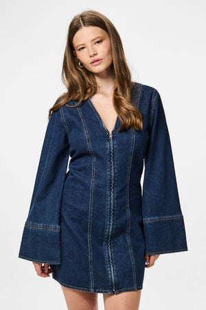 Flora Denim Dress - Mørkeblå Denim