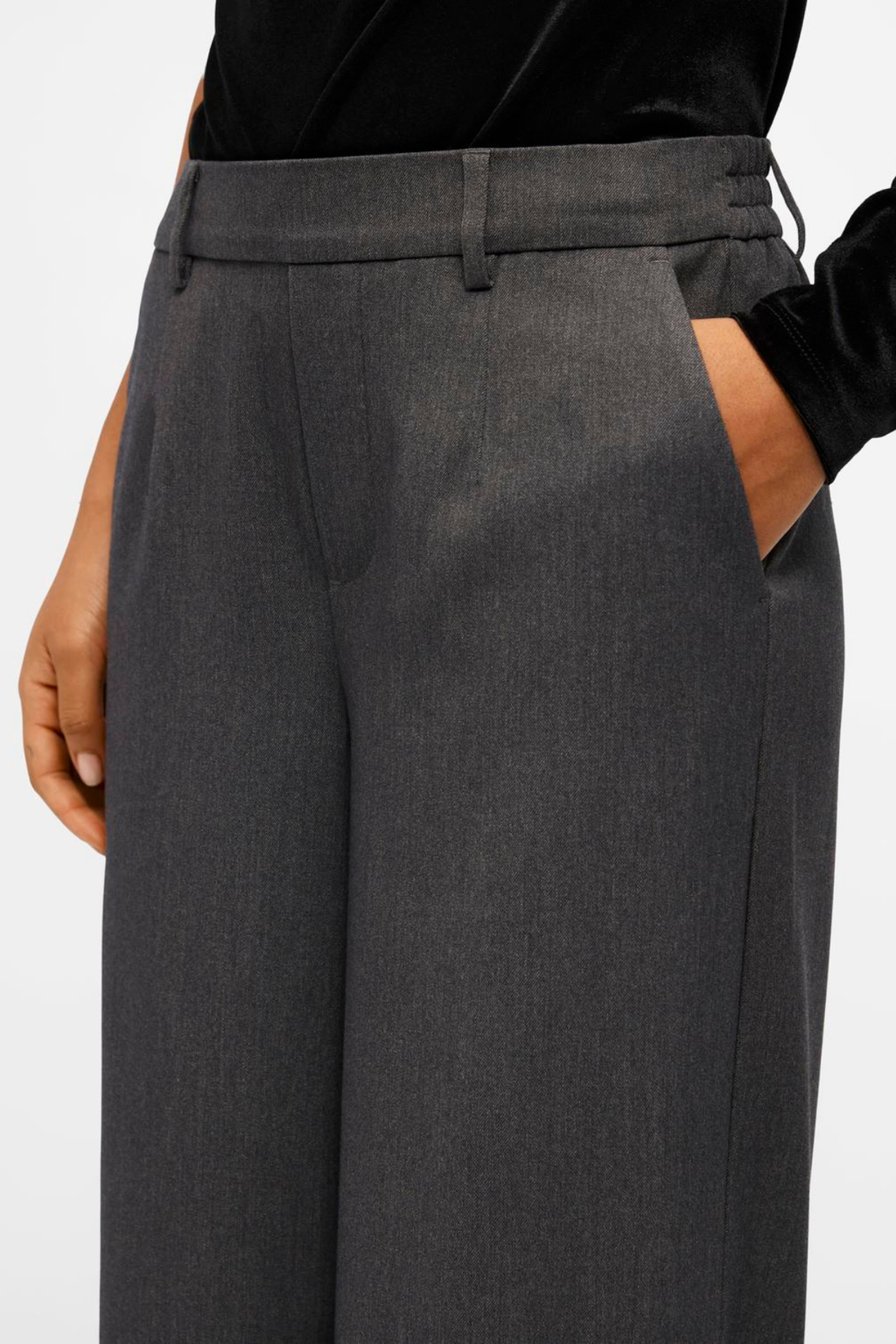Lisa Wide Pant - Medium Grå Melange
