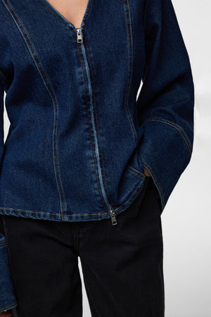 Flora Denim Skjorte - Dark Blue Denim