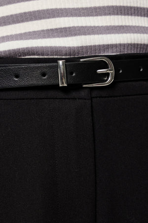Myra Slim Belt - Black Silver