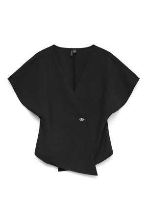 Sonja V-Neck Top - Sort/Sølv Knap