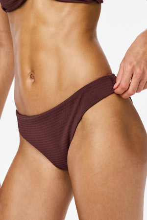 Kaya Seersucker Bikini Brief - Deep Mahogany