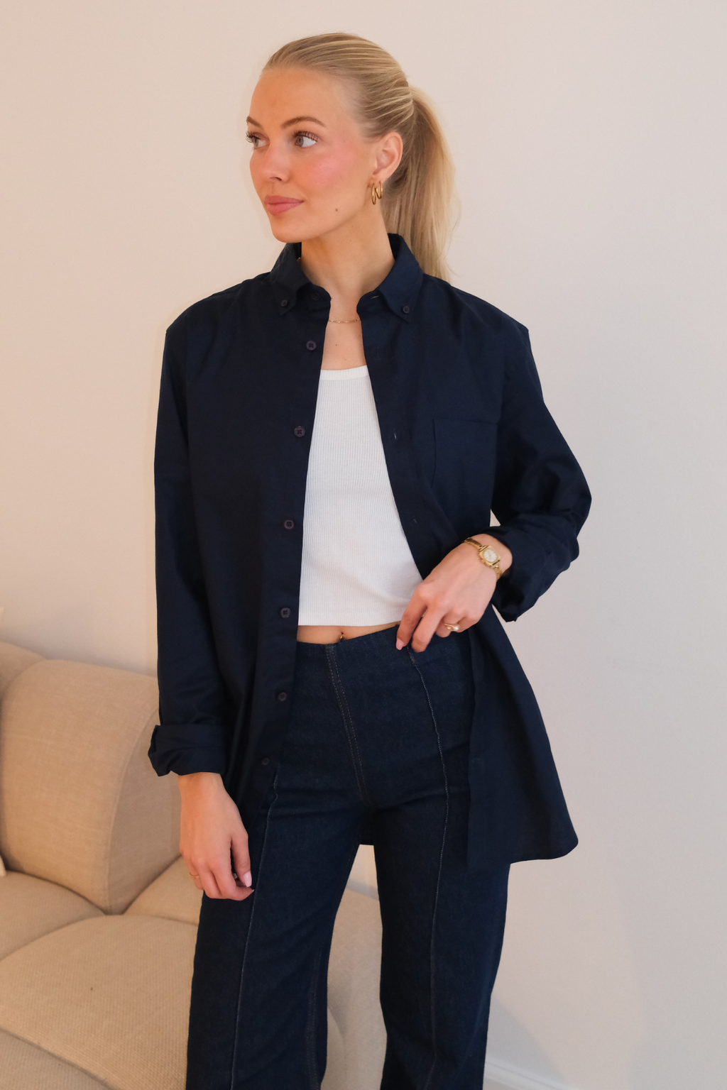 Boyfriend Oxford Skjorte - Navy