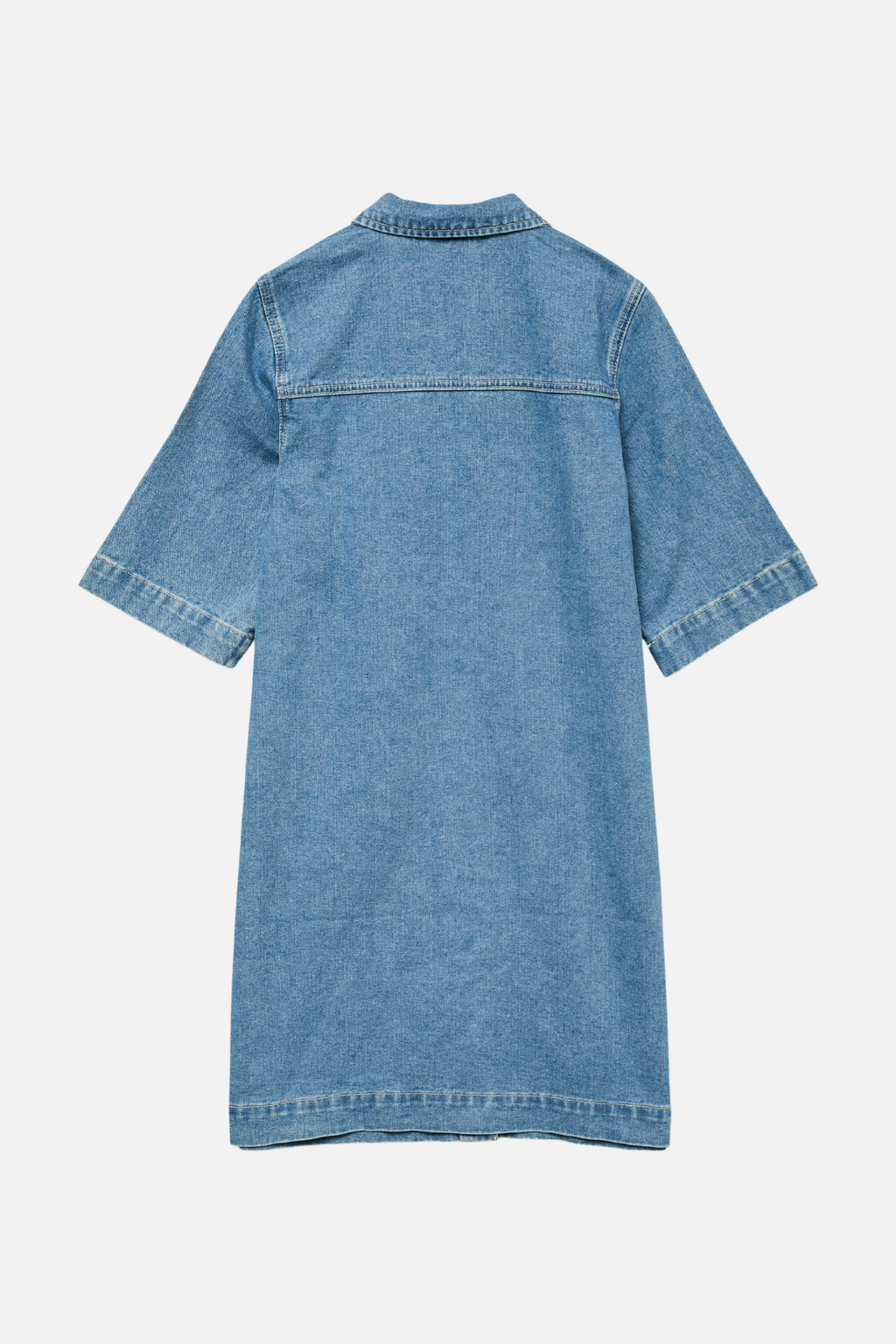 Fenja Kort Denim Kjole - Medium Blå Denim