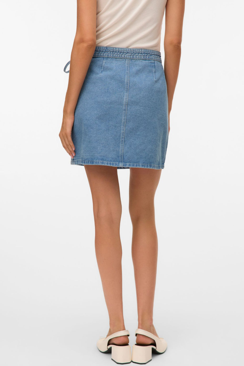 Liza Short Denim Slå-om-nederdel - Medium Blue Denim
