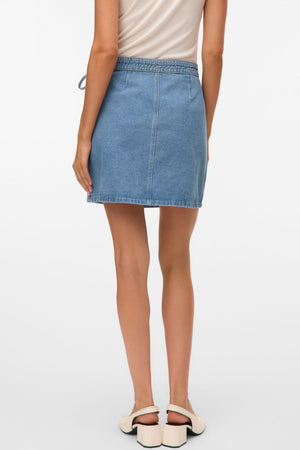 Liza Short Denim Slå-om-nederdel - Medium Blue Denim