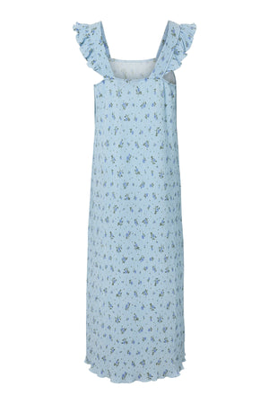 Flora Strop Kjole - Cashmere Blue