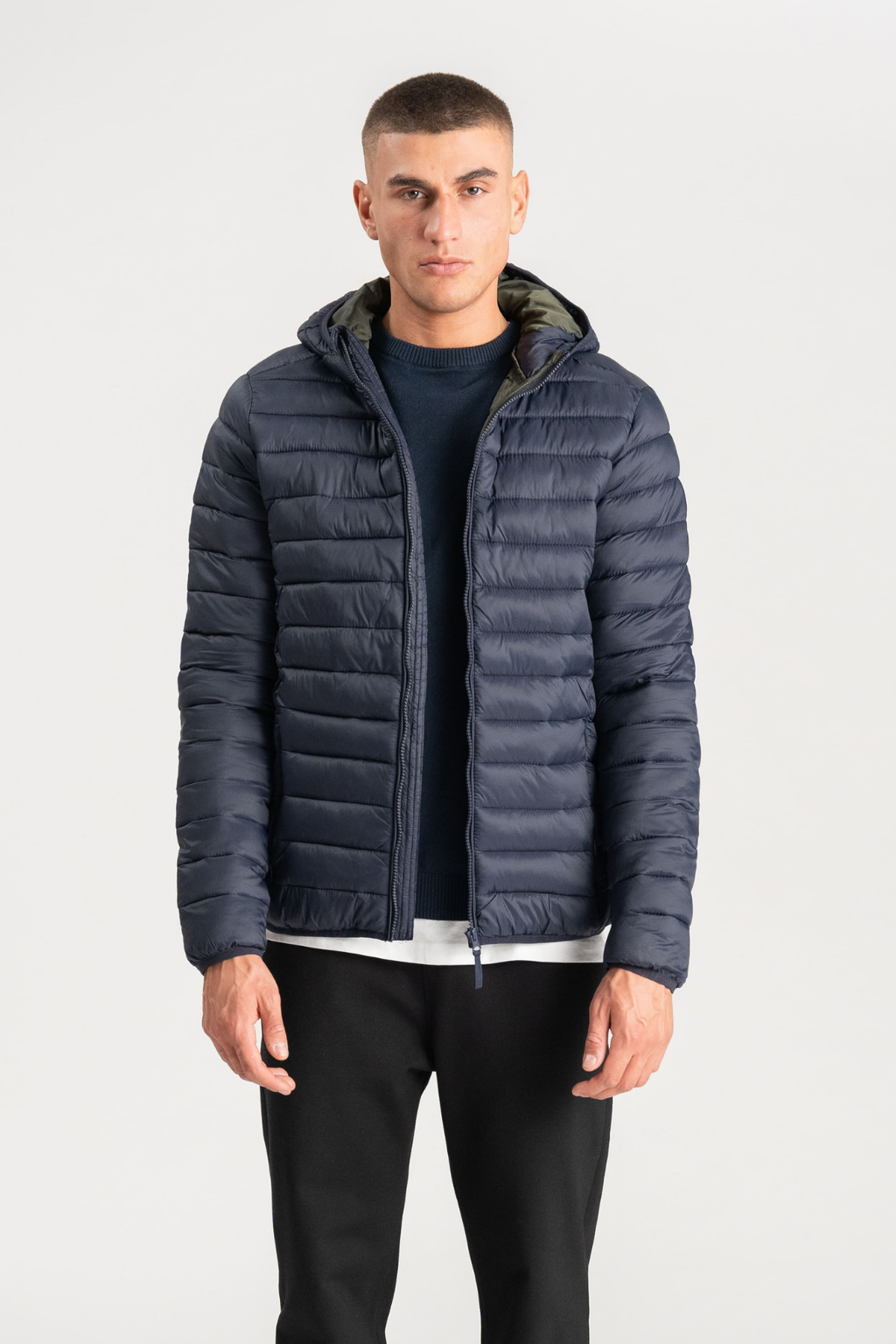 Hooded Let Puffer Jakke - Navy