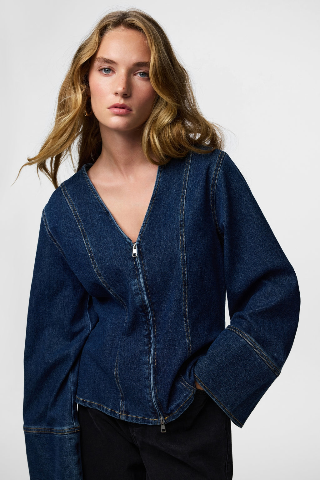 Flora Denim Skjorte - Dark Blue Denim