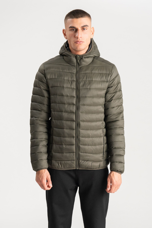 Hooded Let Puffer Jakke - Oliven