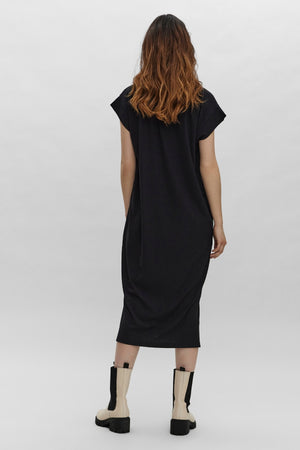 Phoenixy Cap Sleeve Calf Dress - Black