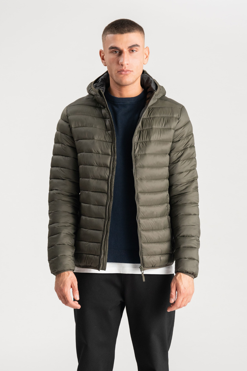 Hooded Let Puffer Jakke - Oliven