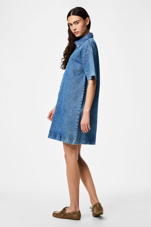 Sky A-Shape Denim Kjole - Medium Blue Denim